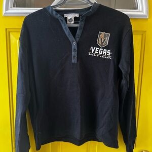 WEAR by Erin Andrews Vegas Golden Knights Black Long Sleeve waffle knit tee